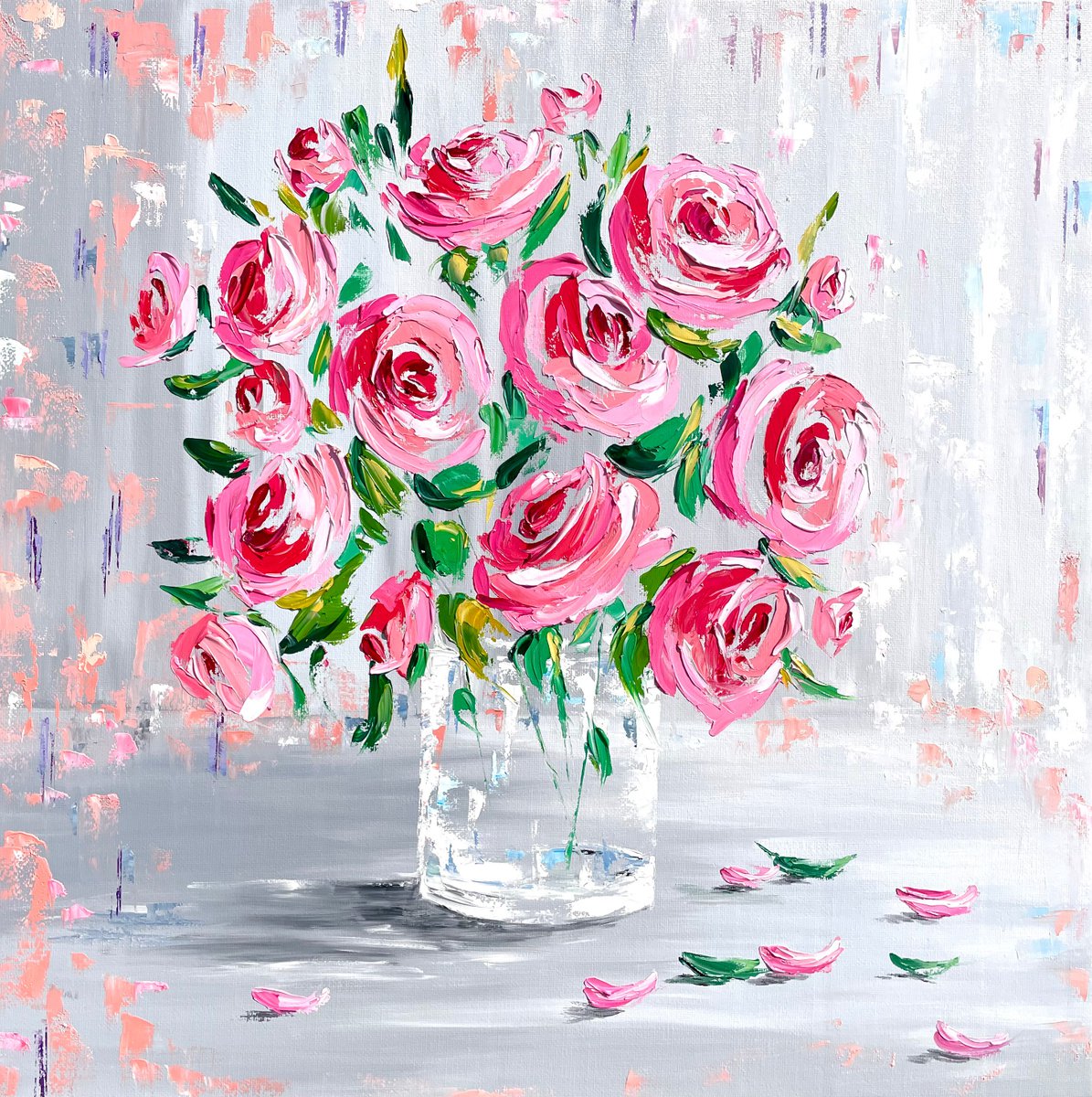 Flowers impasto, 90 x 90 cm by Tanya Stefanovich