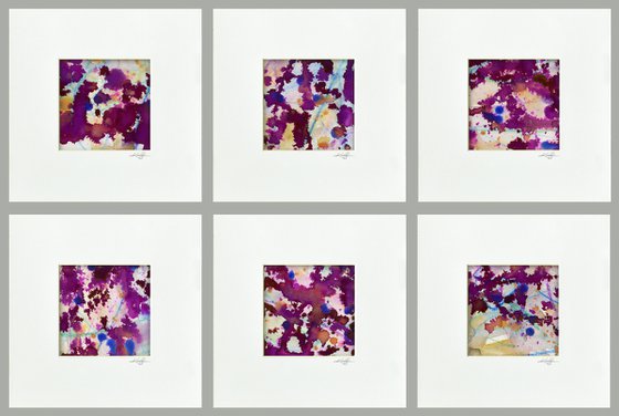 Purple Rain Collection - Set of 6 Abstract Paintings in Mats by Kathy Morton Stanion