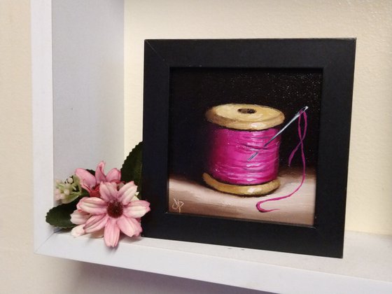 Little Pink cotton reel  still life