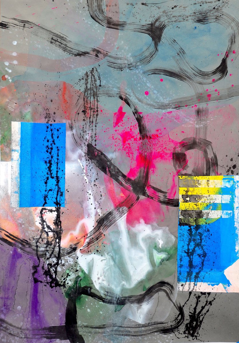 Urban And Pop Abstract Painting By Poovi Art, 30 X 44", Bloom Into Infinite Joy 03, Original Artwork