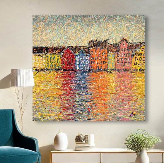 Sunlit Waterfront Magic - Rolled