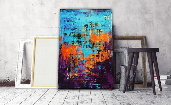 FRENCH RIVIERA - 120 X 80 CMS - COLORFUL ABSTRACT ACRYLIC PAINTING ON CANVAS