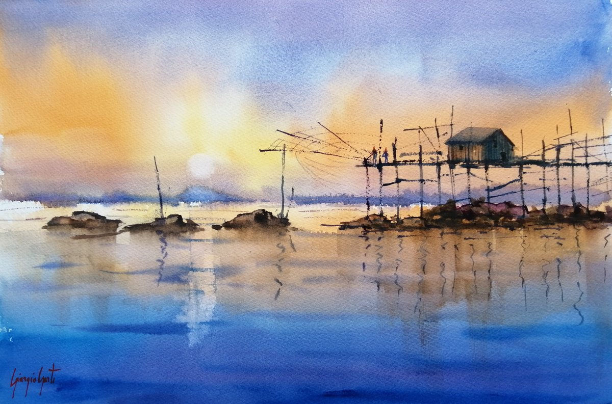 Impressionistic Watercolour , Trabucchi 8 By Giorgio Gosti, 21 X 14, Artwork For Sale On Artfinder
