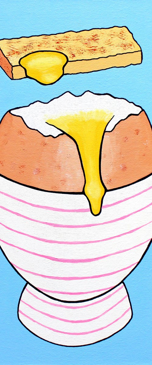 Boiled Egg and Toast Pop Art Painting on Canvas by Ian Viggars