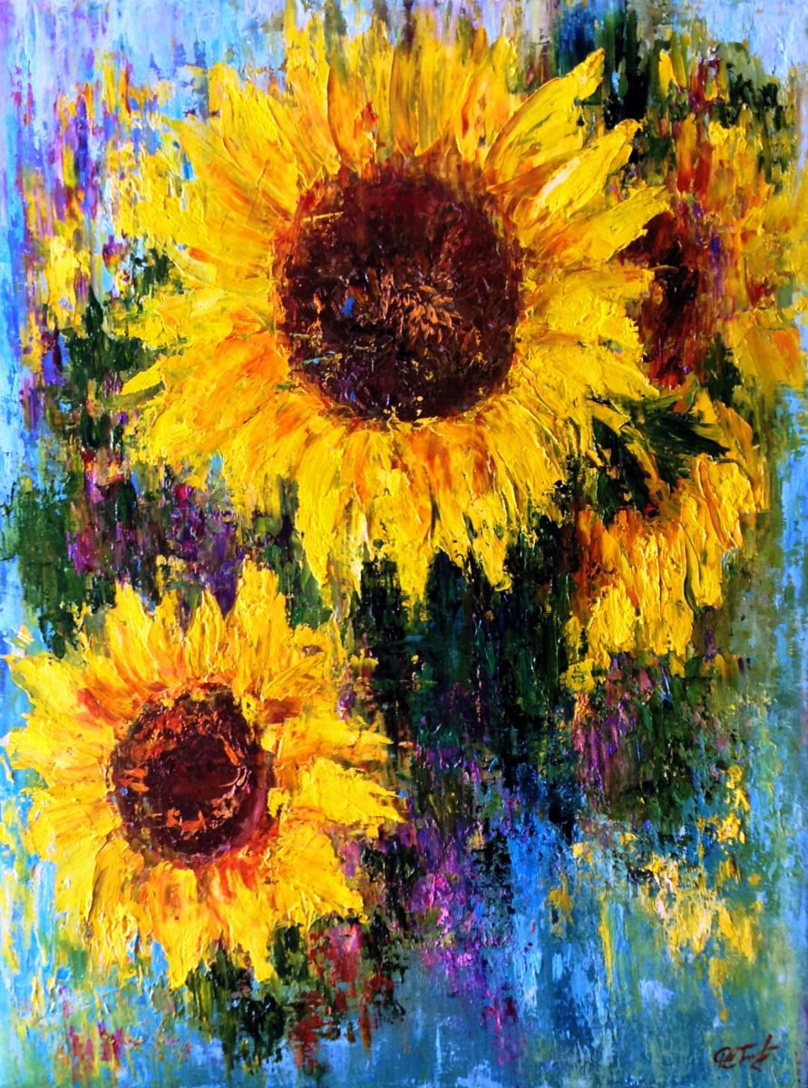 Abstract Sunflowers Oil painting by Alena Rumak | Artfinder