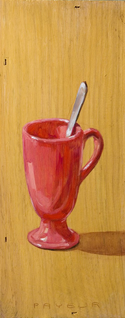 modern still life of a pink pot on a real board by Olivier Payeur