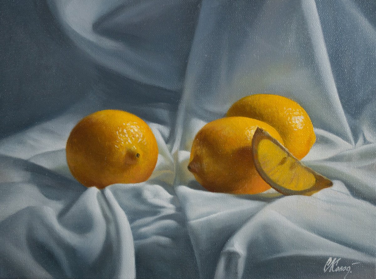 Photorealistic Oil Painting , Still Life With Lemons/39 By Kolodyazhniy Sergey, 16 X 12, Artwork For Sale On Artfinder