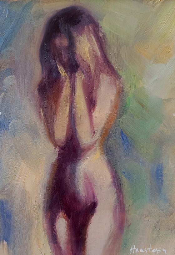 Impressionistic naked woman figure