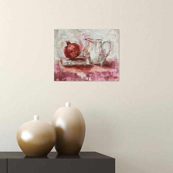 Pomegranate with Poetry and Jug