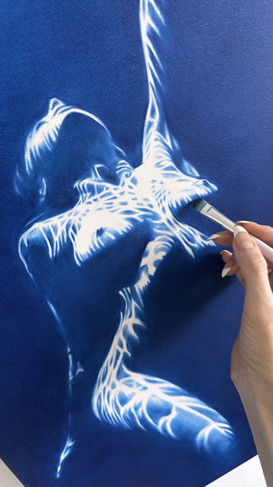Call of the Siren - Blue Underwater Nude