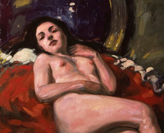 classic woman with mirror