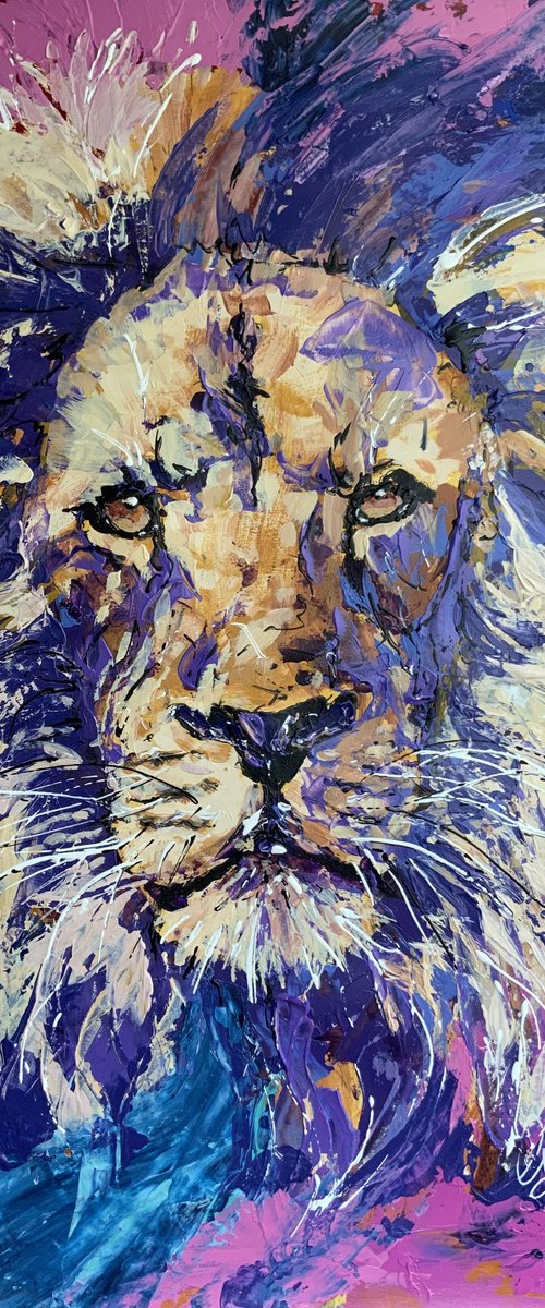 Colourful Lion portrait by Geoffrey Dawson