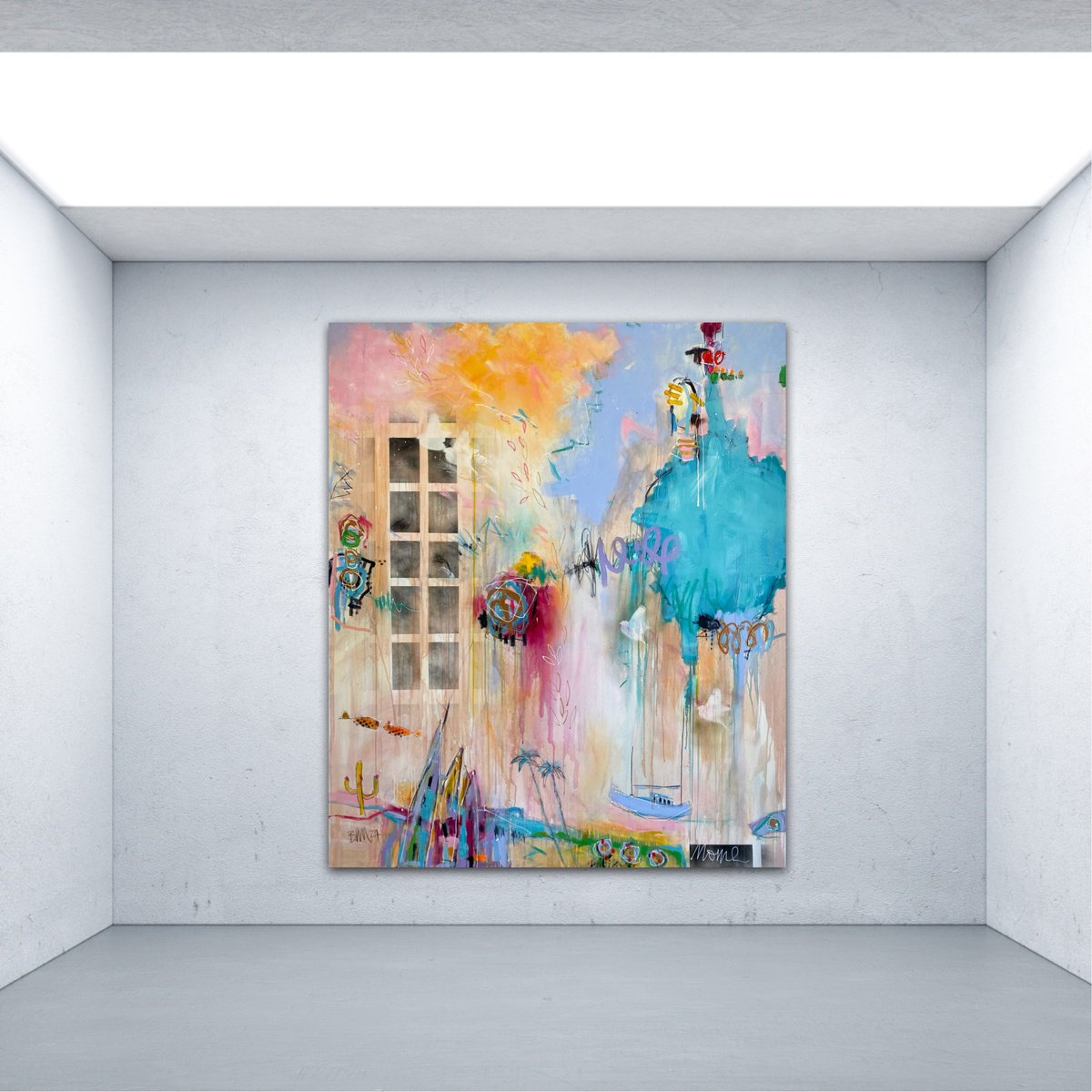 Organic Abstract Acrylic Painting By Bea Schubert, 63 X 75, Home No.3, Original Artwork