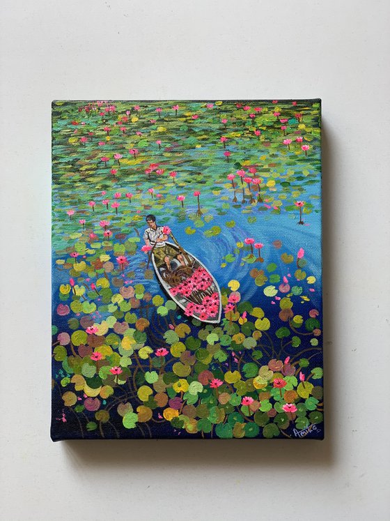 Vietnam water lilies lake! Ready to hang canvas