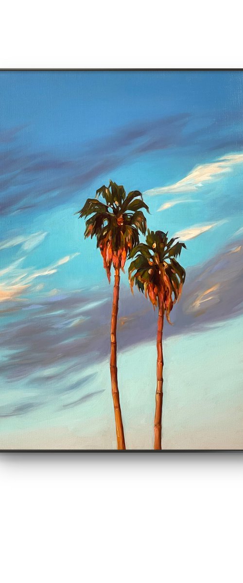 Palm trees at sunsets by Guzel Min
