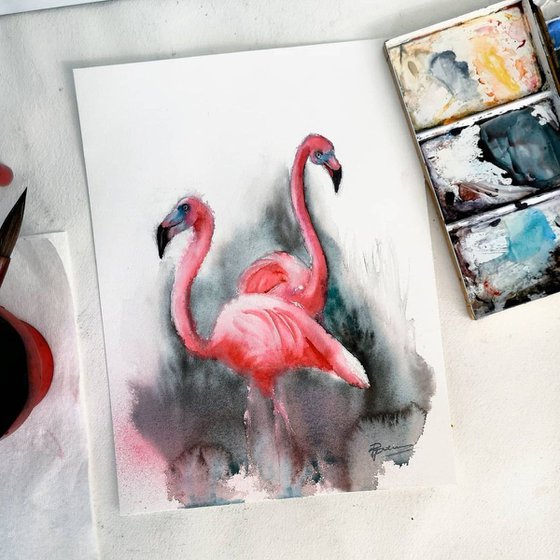 Pair of Flamingos