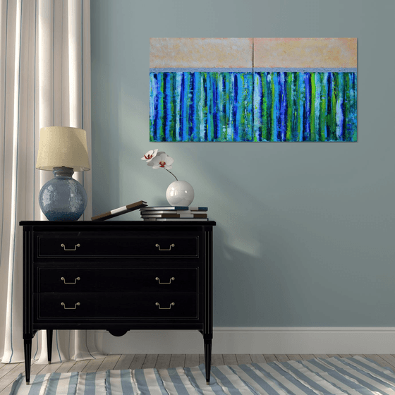Blue Fantasy - Extra Large Home decor Diptych
