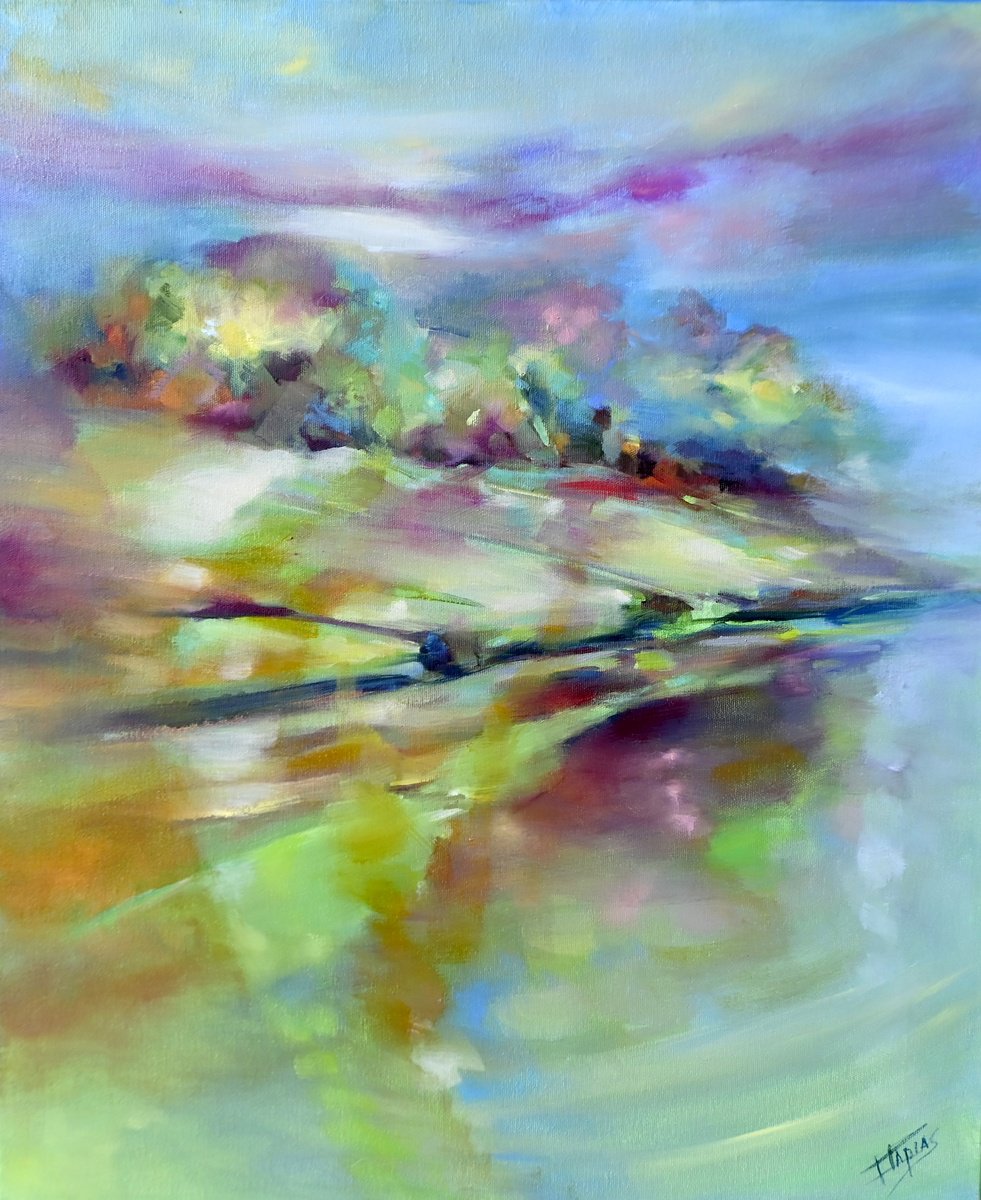 Expressive Landscape Oil Painting By Isabel Tapias, 20 X 24, In A Lost Place, Original Artwork