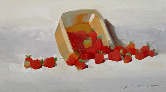 Strawberries, Original oil painting, Handmade artwork, One of a kind