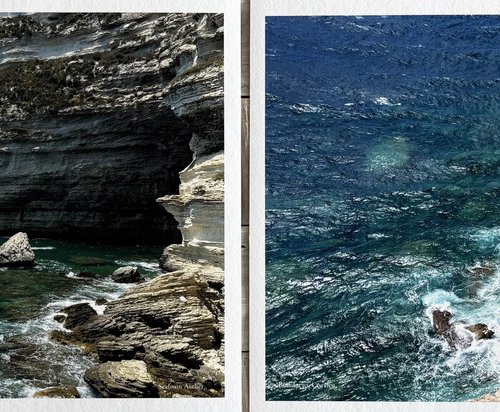 Bonifacio, Corsica Seascape Diptych by Samira Malik