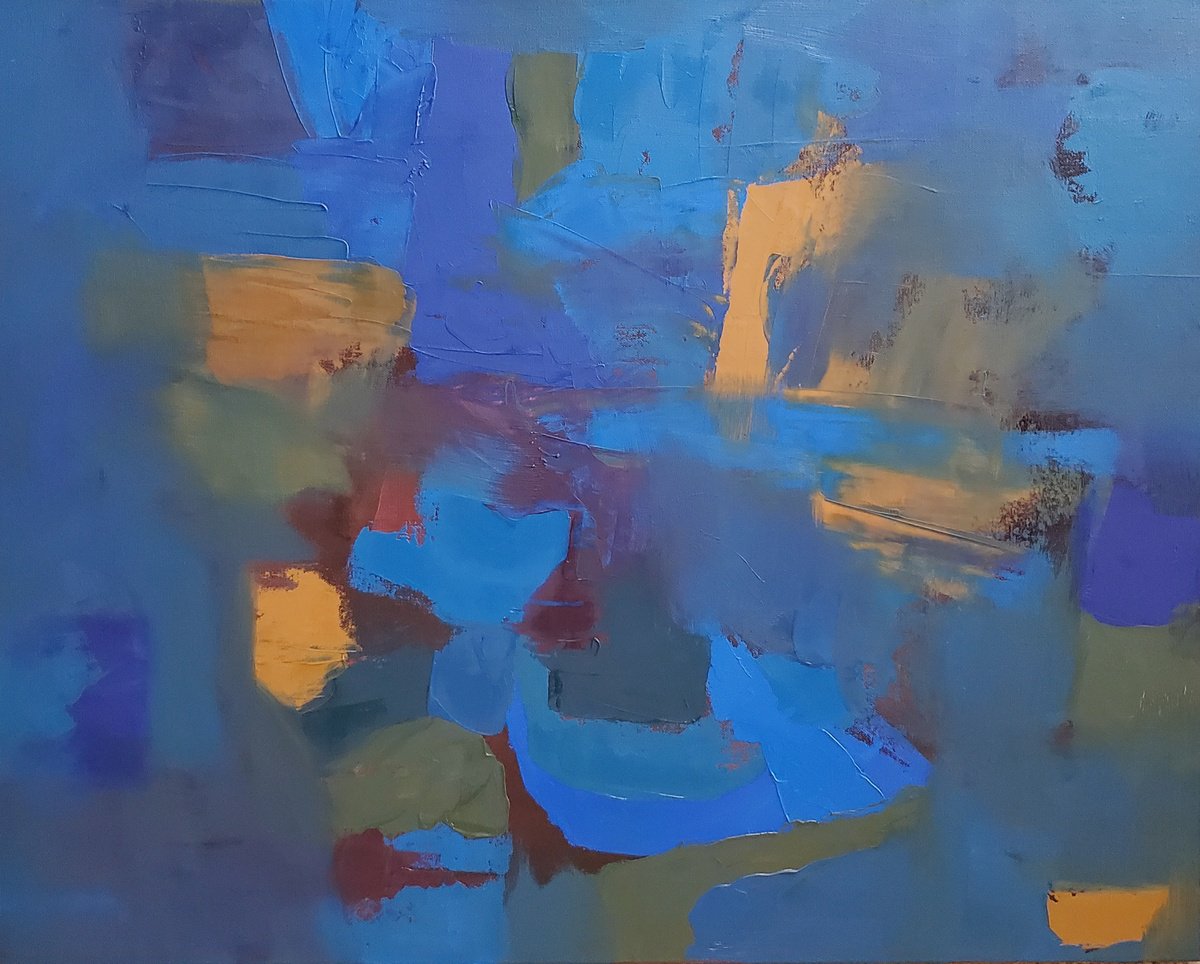 Expressive Abstract Oil Painting By Rebecca Hodel, 30 X 24", The Key Is In Your Hand, Original Artwork