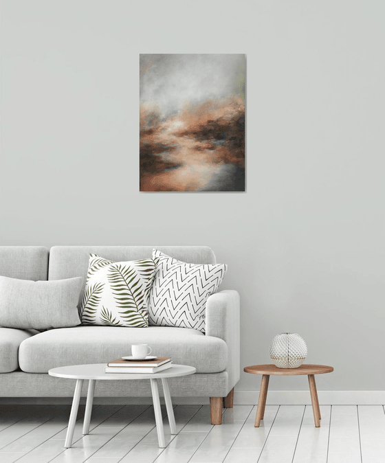 Stream 50x70cm-sale 25% promo code - gold particles original acrylic color painting abstract modern home design urban art office landscape moody nature gift idea (2020)