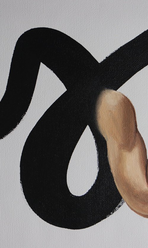 “ONE CLAP” -BLACK LINE, OIL PAINTING,HOME DECOR, OFFICE DECOR, ORIGINAL GIFT by Anzhelika Klimina