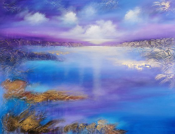 A XL large beautiful modern semi-abstract seascape painting "Miracle moment"