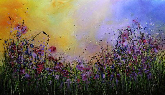 Finding Peace #3 - Super sized original abstract floral painting