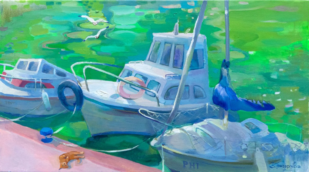 Impressionistic Landscape Oil Painting By Anastasiia Grygorieva, 36 X 20, Green Day, Original Artwork