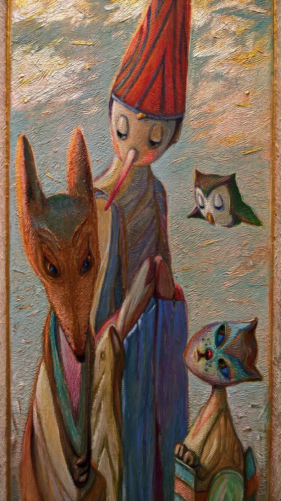 PINOCCHIO, THE FOX AND THE CAT - ( integrated decorated Frame )