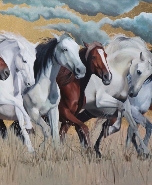 Seven Horses-2 by Athaang Art