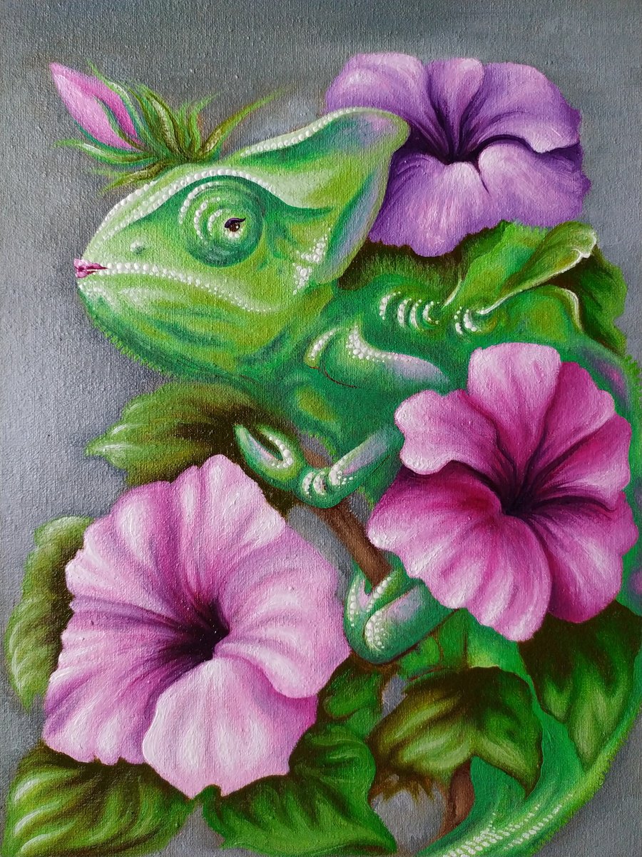 Impressionistic Botanical Oil Painting By Anna Shabalova, 7 X 9, Petunia, Original Artwork