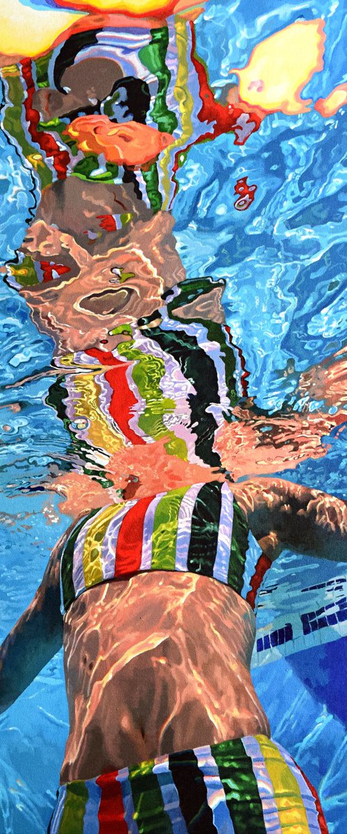 Supernova - Large Swimming Painting by Abi Whitlock