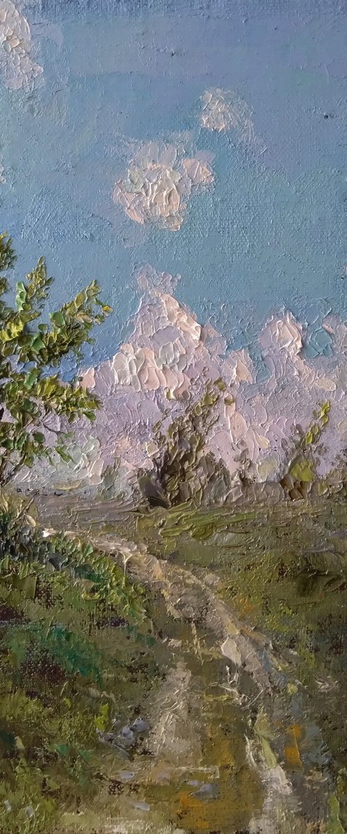 Spring sun (30x35cm, oil painting, impressionistic) by Kamsar Ohanyan