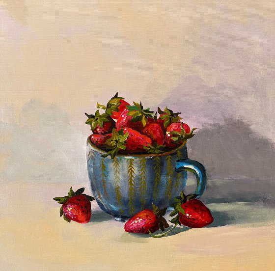 Still life with strawberry mug