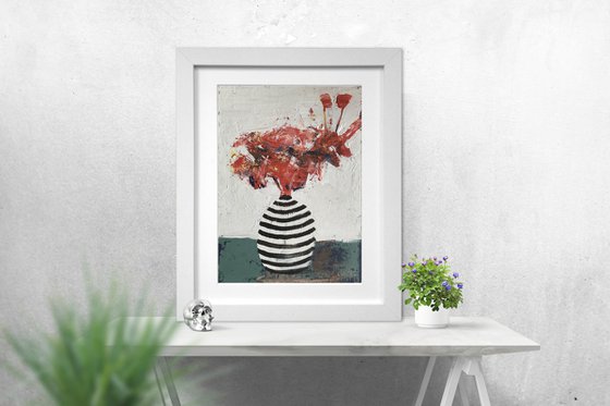 Flowers and Striped Vase #3