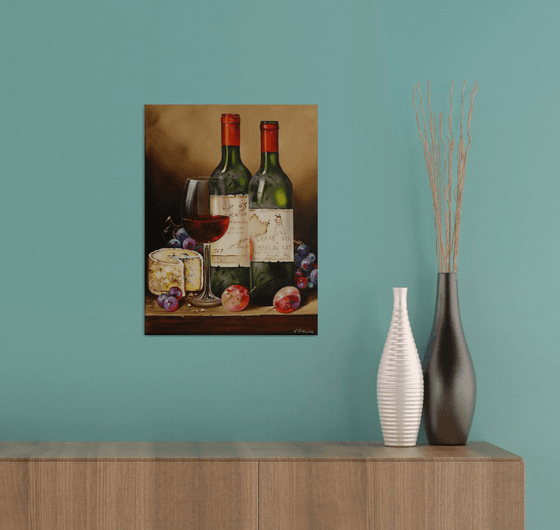 Wine Bottles with Cheese