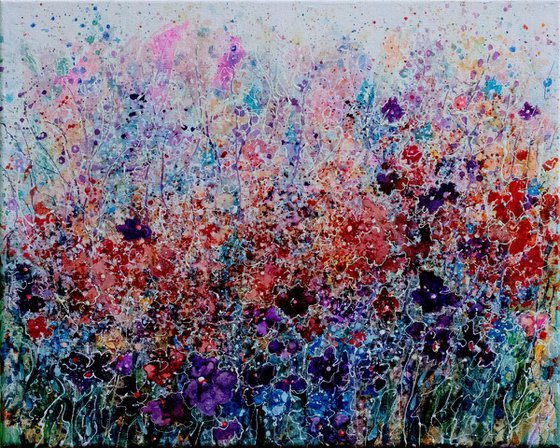 Mid July Meadow Flowers - Original Painting   by Olena Art