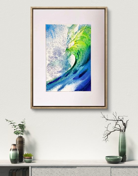 Surfing Wave Watercolor