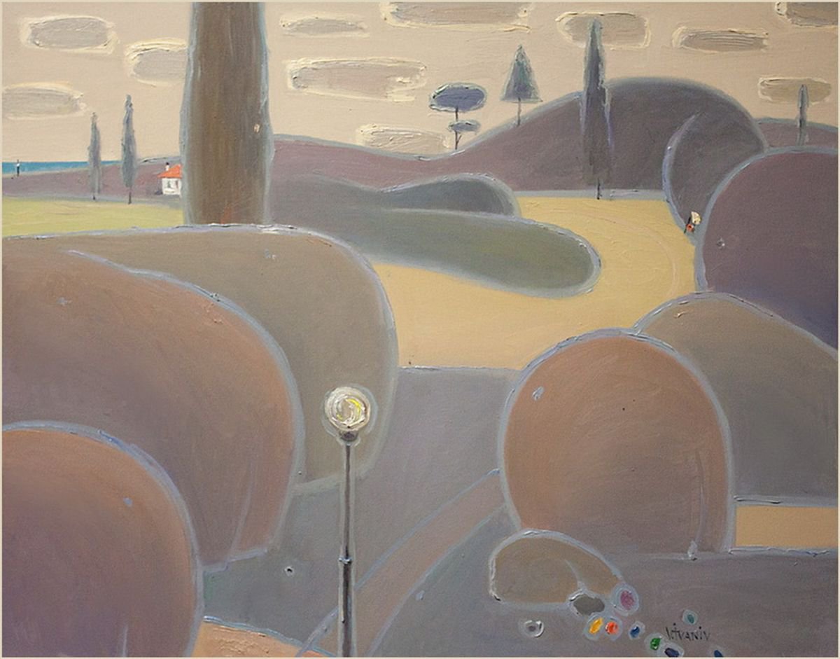 Impressionistic Landscape Acrylic Painting By Viktor Ivaniv, 35 X 28", Somewhere Near The Sea, Original Artwork