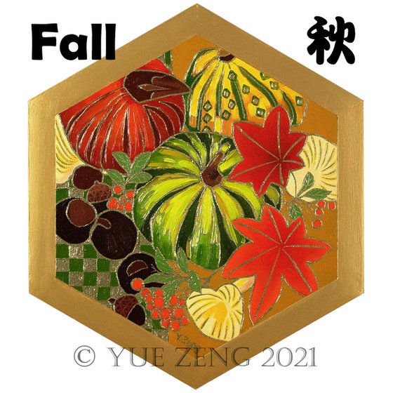Yuzen style Fall pumpkin of four season