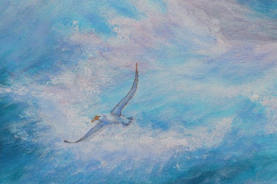 Lonely Albatross over the stormy ocean, 50*50
