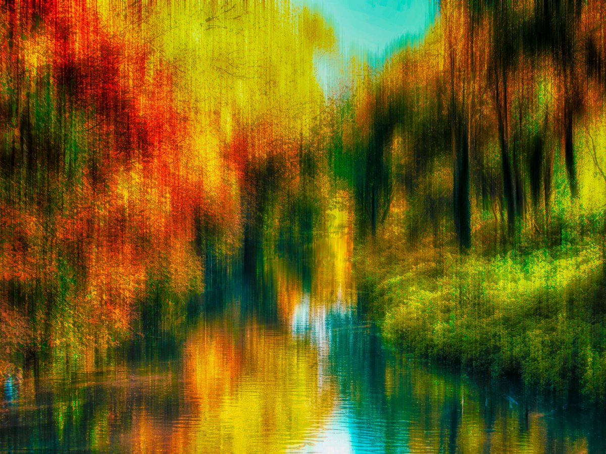 Autumn River - Autumnal Abstract Landscape Limited Edition Canvas Photograph Print #1/10 by Graham Briggs
