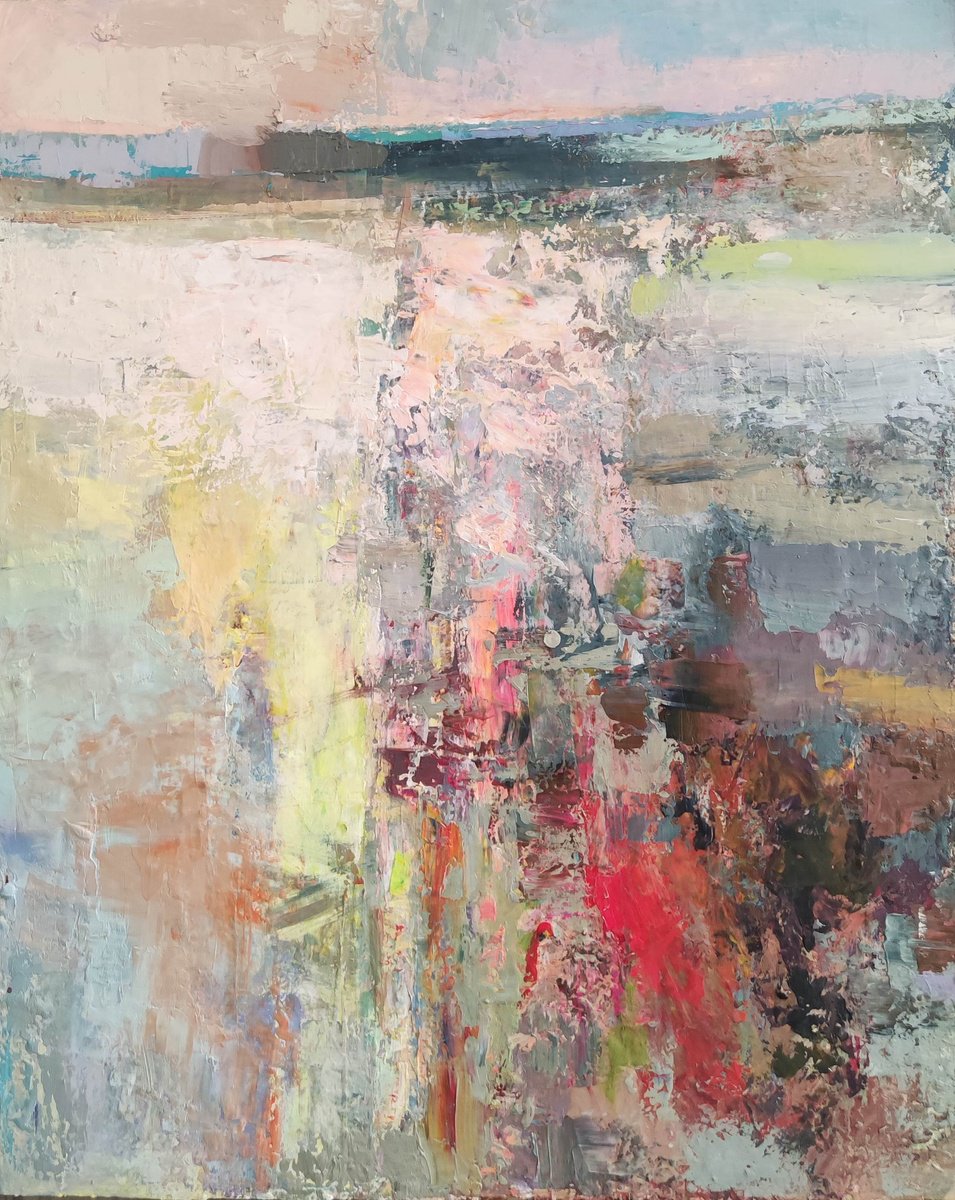 Expressive Abstract Oil Painting By Viktoria Shvoren, 24 X 30", Gold, Original Artwork