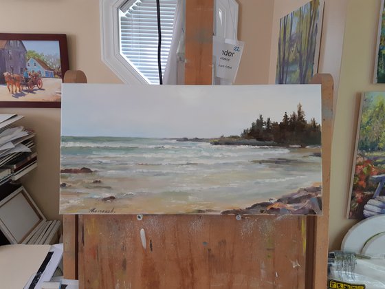 Seascape, original, oil on canvas impressionistic landscape