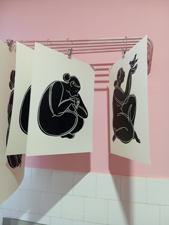 Linoprint "Bird-1" 40x50cm