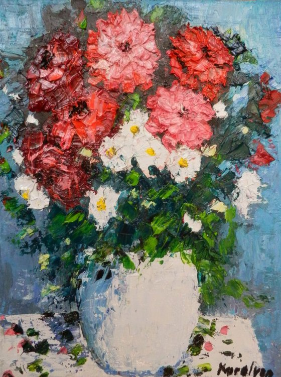 Still life with red flowers