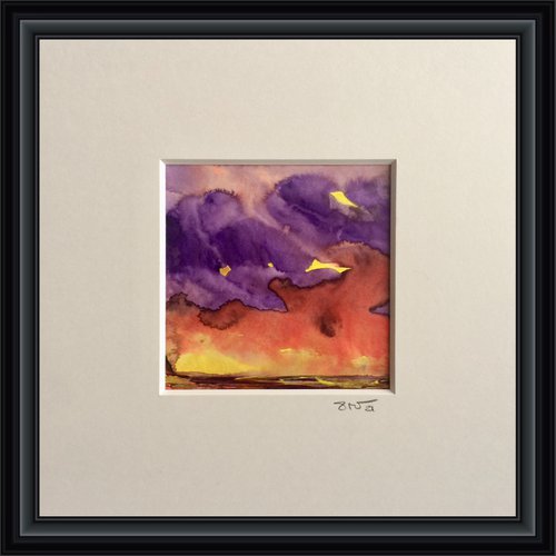 Fire In The Sky  I  Landscape Watercolor by Gesa Reuter