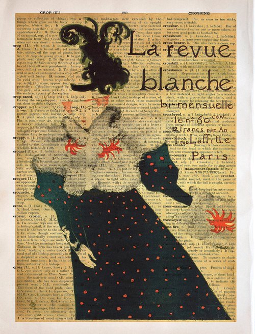 La Revue blanche 1895 - Collage Art Print on Large Real English Dictionary Vintage Book Page by Jakub DK - JAKUB D KRZEWNIAK